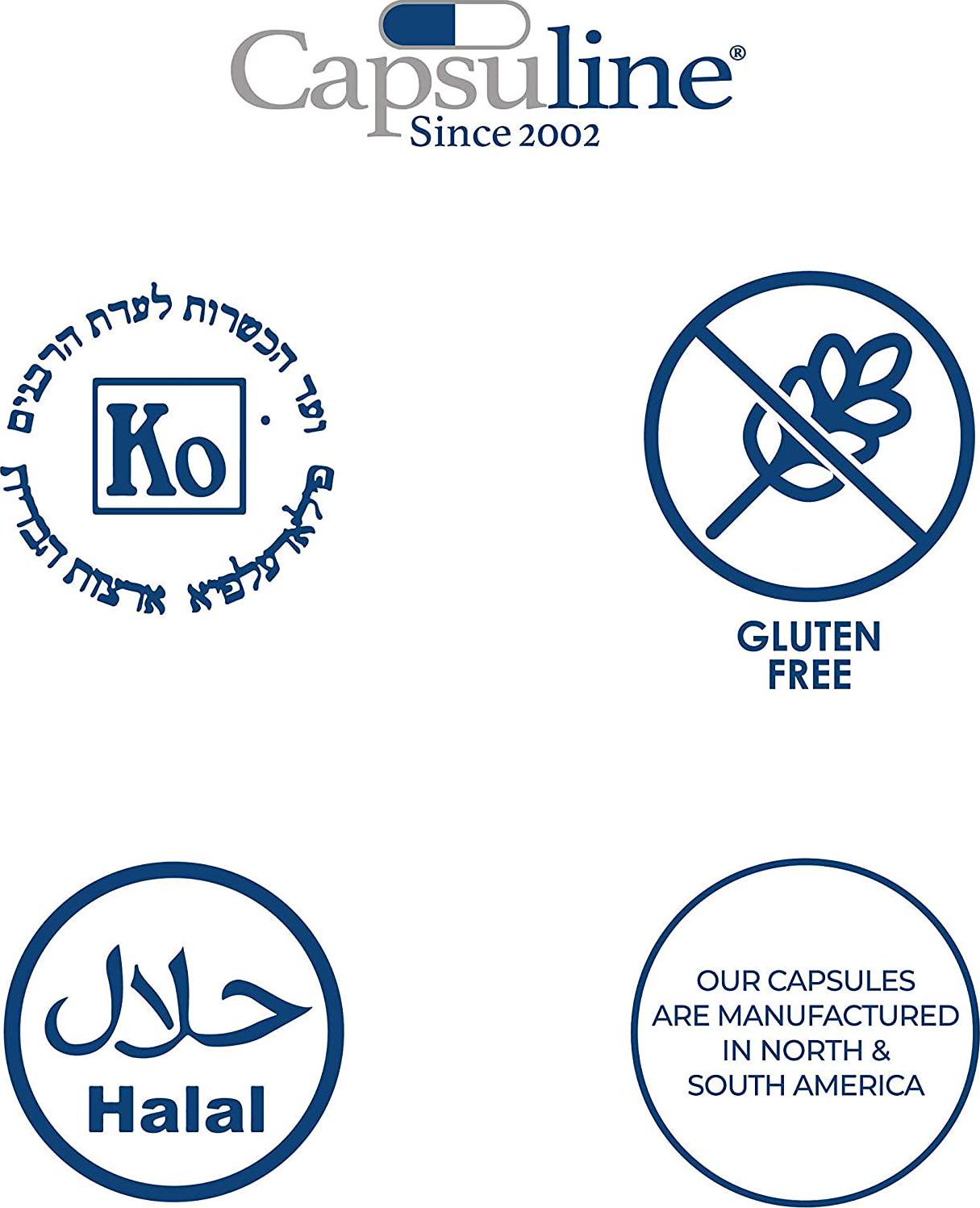 Capsuline - Size 0 Empty Gelatin Capsules - 500 Count - Manufactured in North and South America - Kosher and Halal Certified - Gluten Free