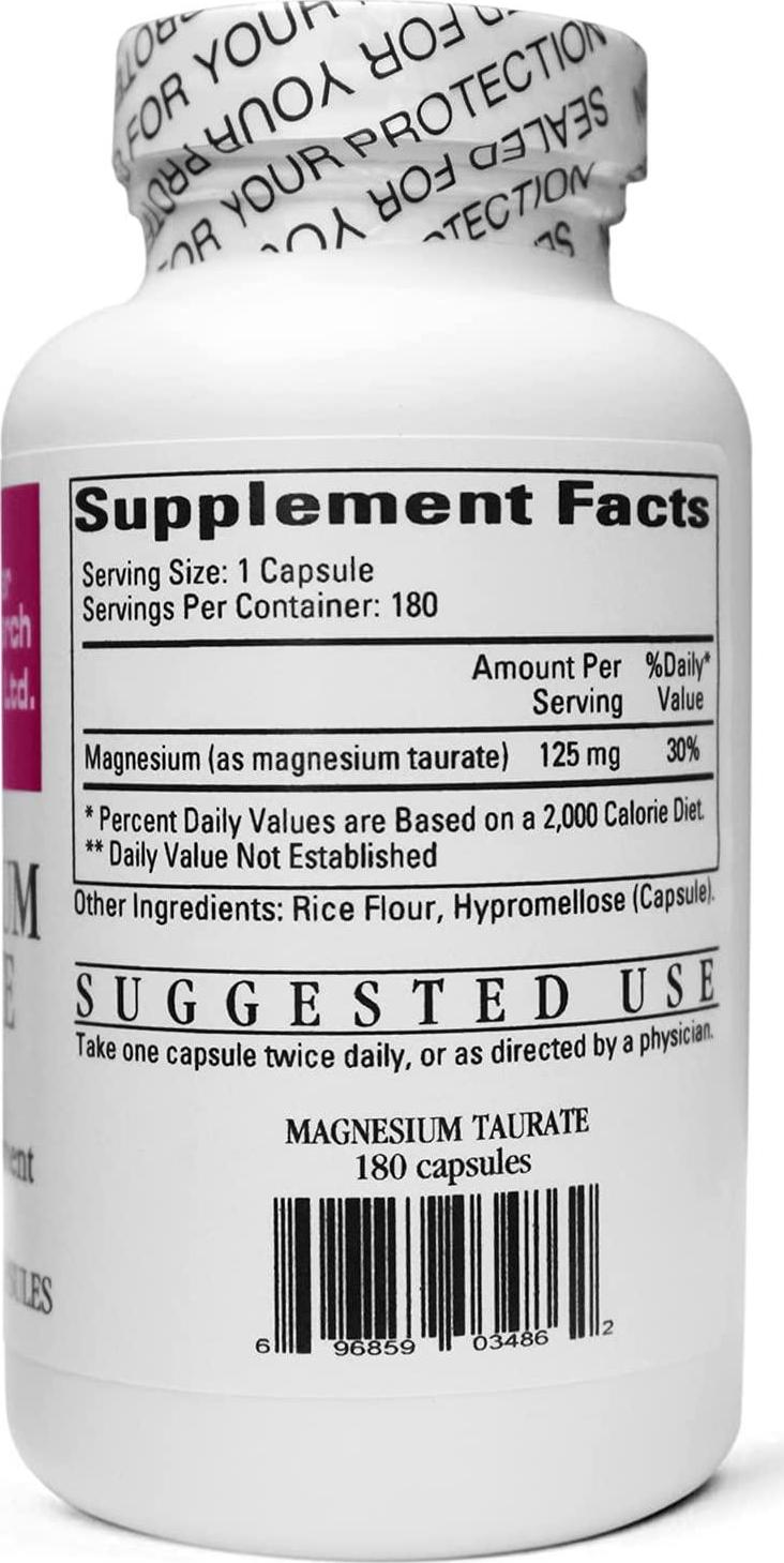 Cardiovascular Research Magnesium Taurate 125 mg, Creamy White, 180 Capsules (MAGT2)