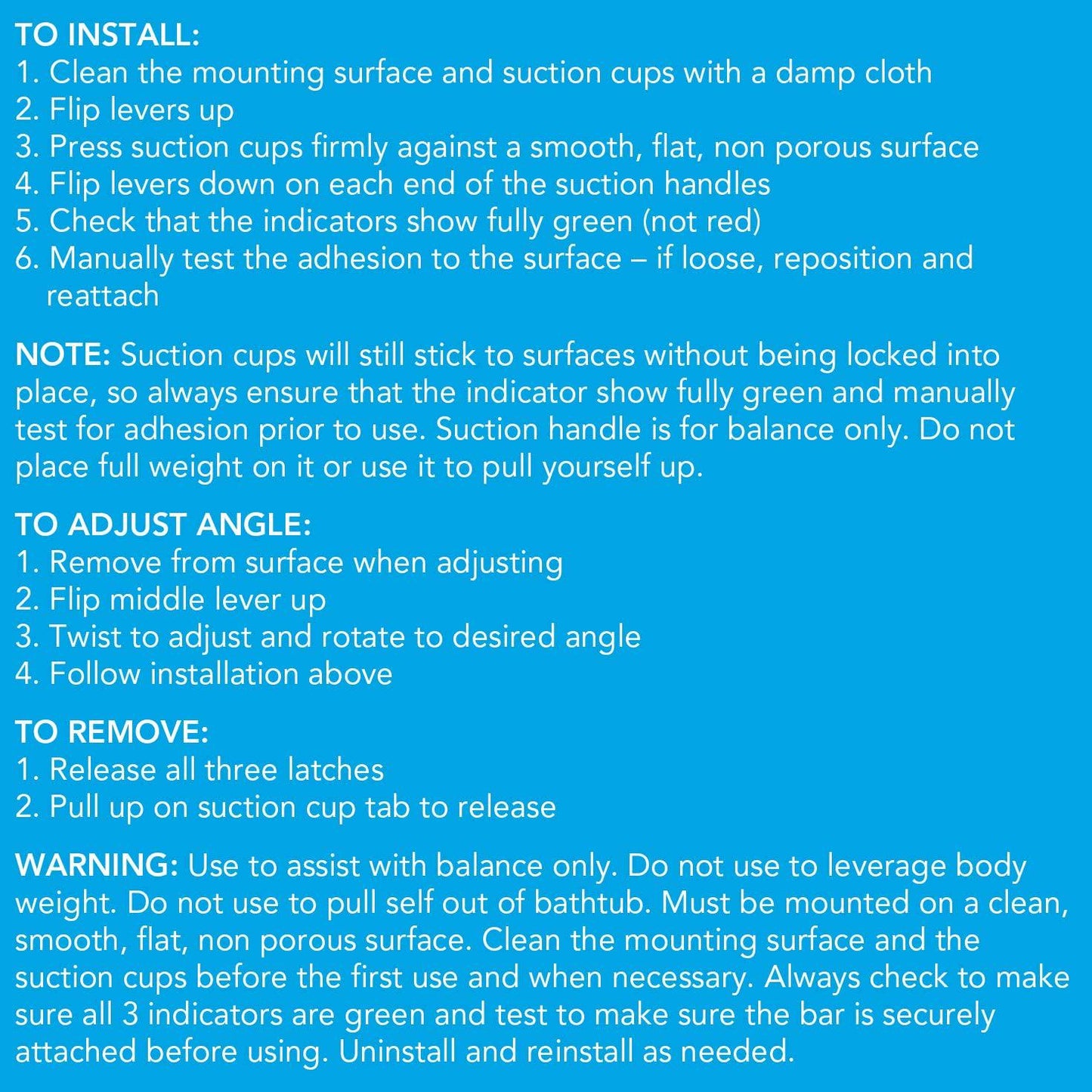 Carex Suction Grip Shower Handle Grab Bar - Pivoting Ultra Grip Grab Bars for Bathtubs and Showers - Handicap Grab Bars for Safety