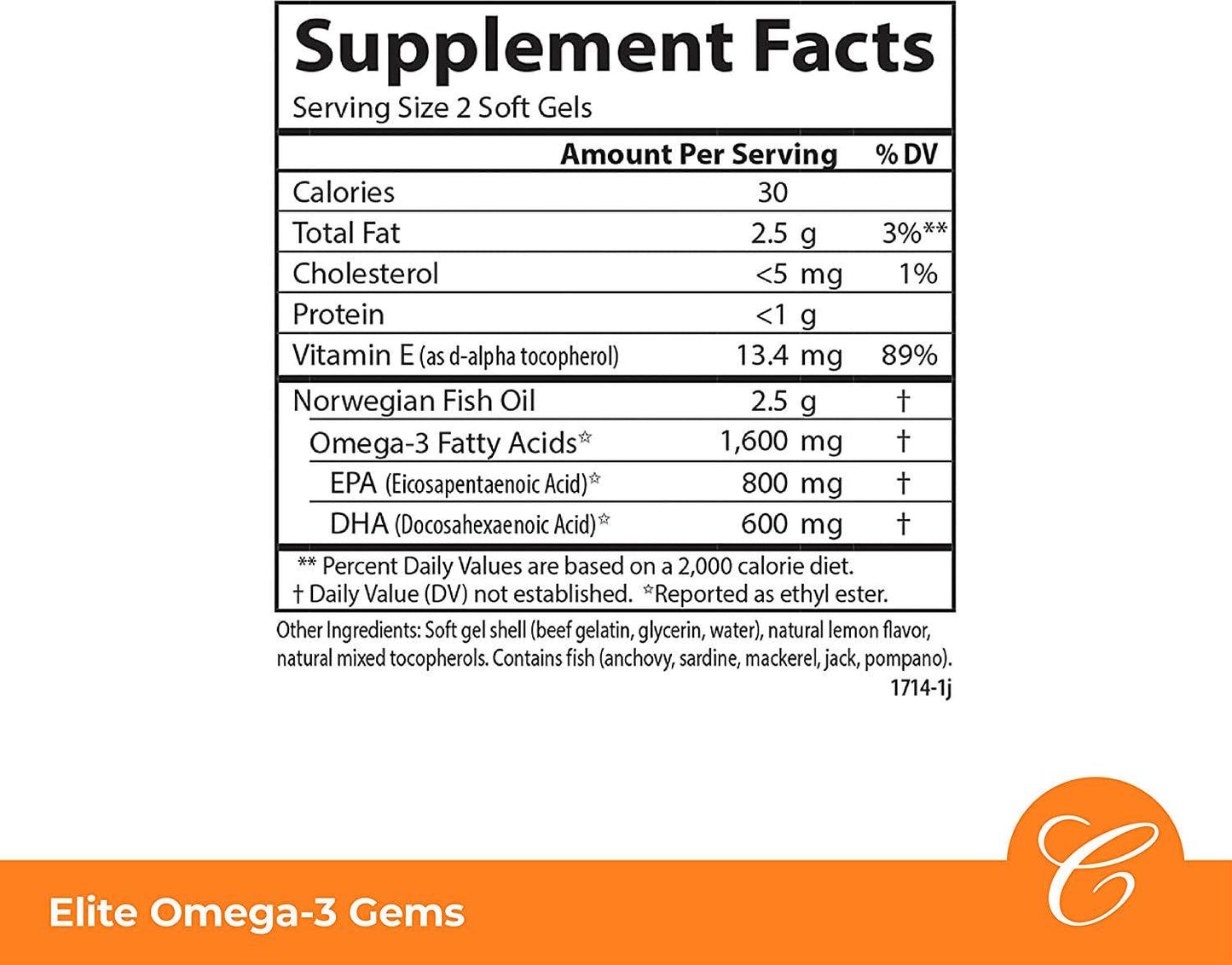 Carlson - Elite Omega-3 Gems, 1600 mg Omega-3 Fatty Acids Including EPA and DHA, Norwegian, Wild-Caught Fish Oil Supplement, Sustainably Sourced Omega 3 Fish Oil Capsules, Lemon, 90+30 Softgels