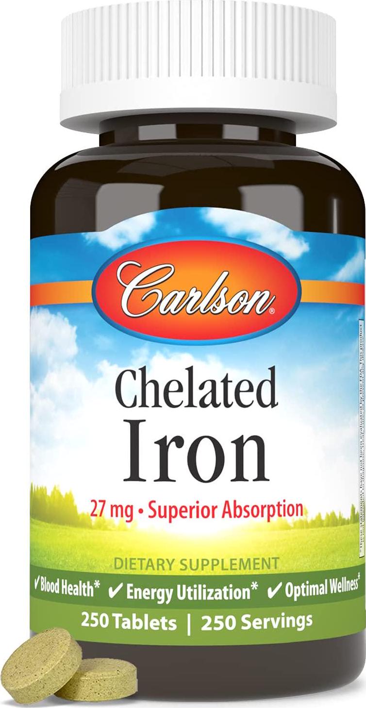 Carlson Labs Chelated Iron 27mg, 250 Tablets