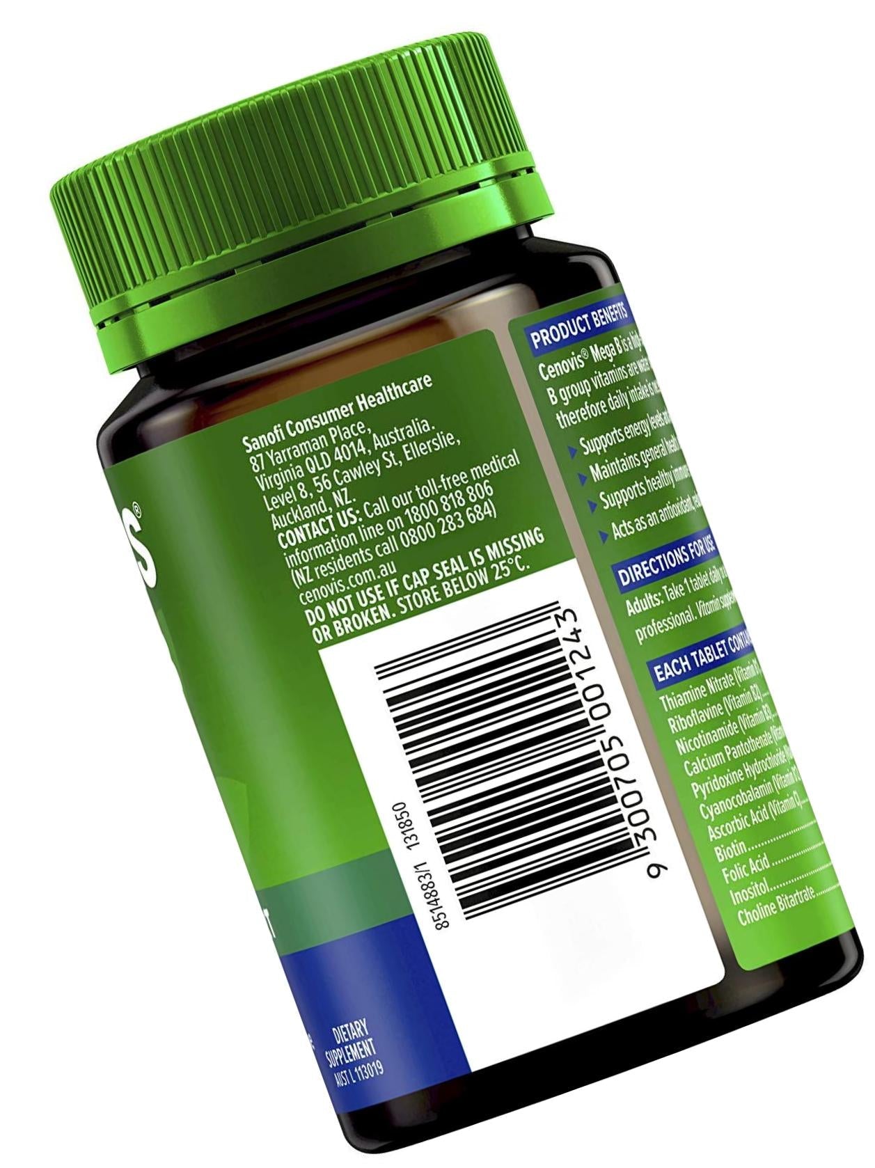 Cenovis Mega Vitamin B Tablets with B3, B6, B12 + Biotin for Energy, 100 Tablets