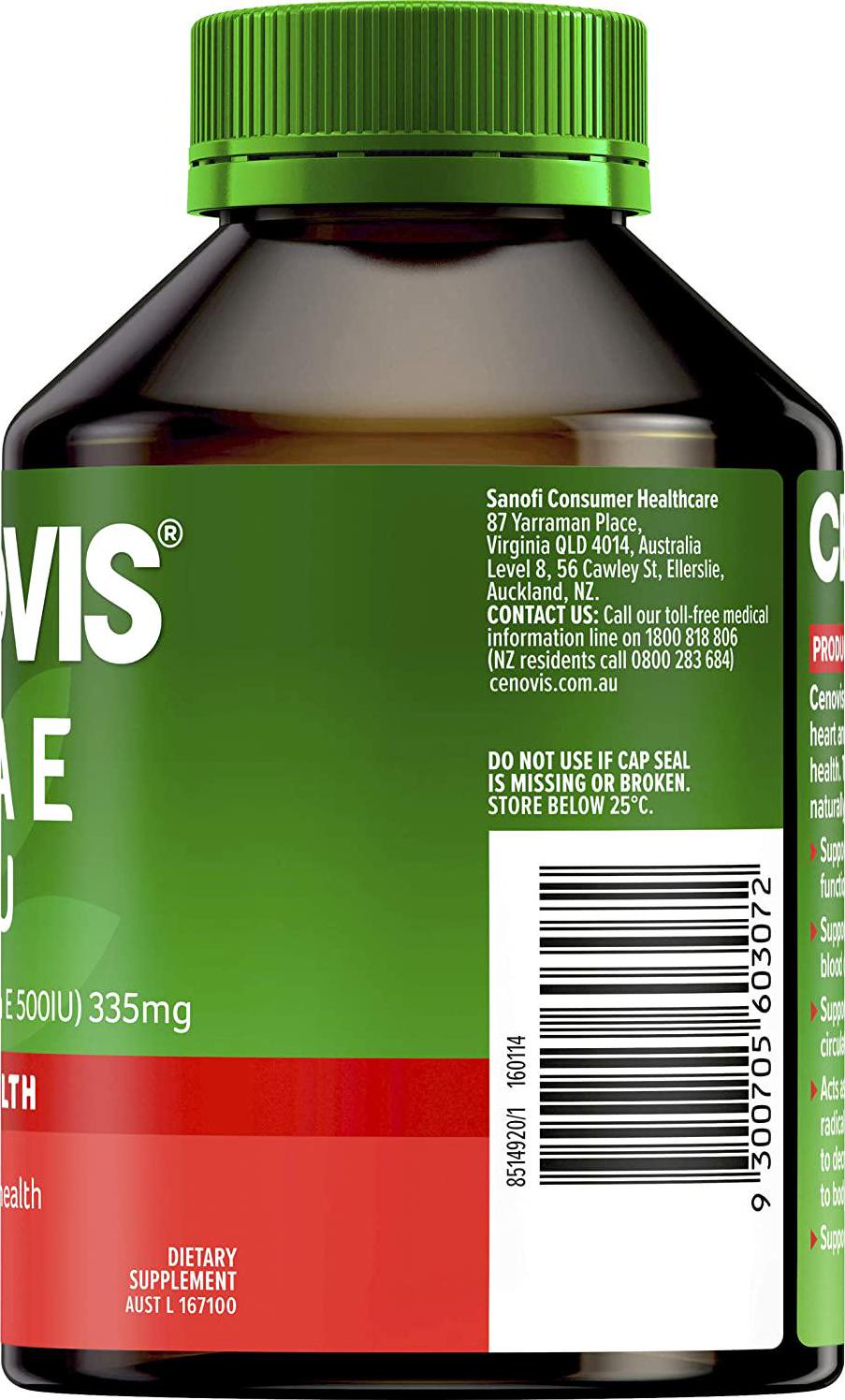 Cenovis Mega Vitamin E 500IU Capsules - Supports healthy immune system function in elderly individuals - supports general health and wellbeing, 100 Pack