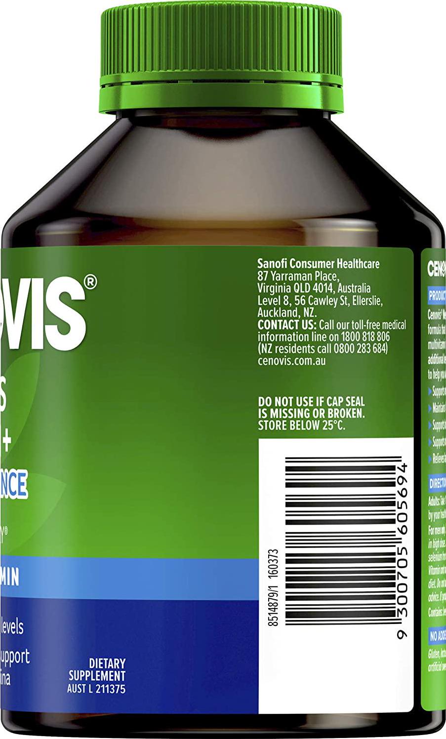 Cenovis Men s Multivitamin + Performance - Supports Mental Function and Physical Stamina - Relieves Fatigue, Multi Vitamin 100 Capsules