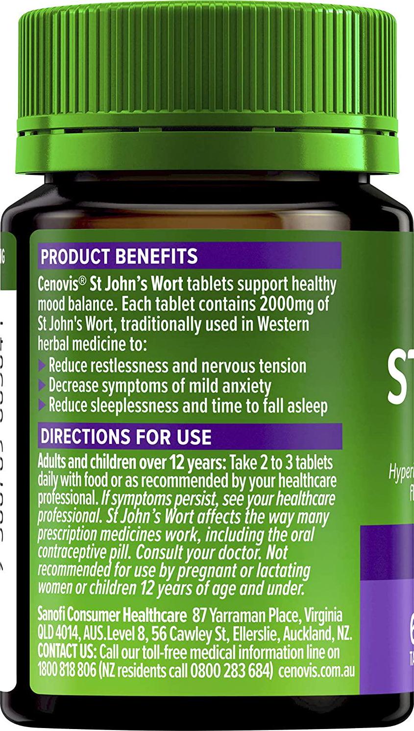 Cenovis St John s Wort - support healthy mood balance - decreases symptoms of mild anxiety, 60 Tablets