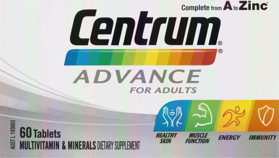 Centrum Multivitamin And Mineral Tablets for Adults, Multi, 60 count, Pack of 60