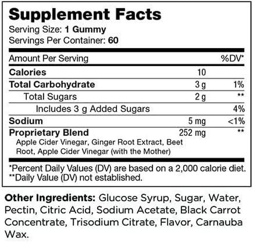 Chapter Six Apple Cider Vinegar Gummies, Detox Support and Cleanse, Metabolism and Energy Supplement, Kosher, 60 Gummies