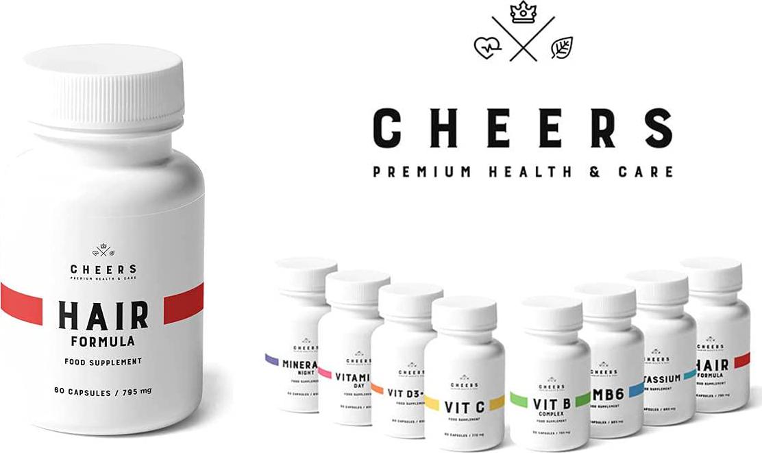 Cheers Hair, Skin and Nails Mineral Complex, 60 Vegan Capsules for Hair Growth and Strengthening, High Dose 795 mg with Phosphatidic Acid and Plant Extracts