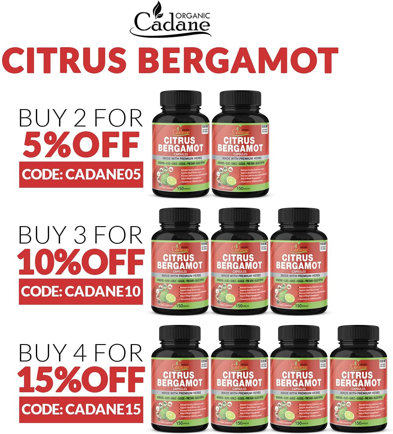 Citrus Bergamot Extract Capsules 10300mg, 5 Months Supply and Berberine, Olive, Guggul, Garlic, Pine Bark, Black Pepper | High Cholesterol Levels Lowering Supplements | Promotes Blood Sugar Pressure