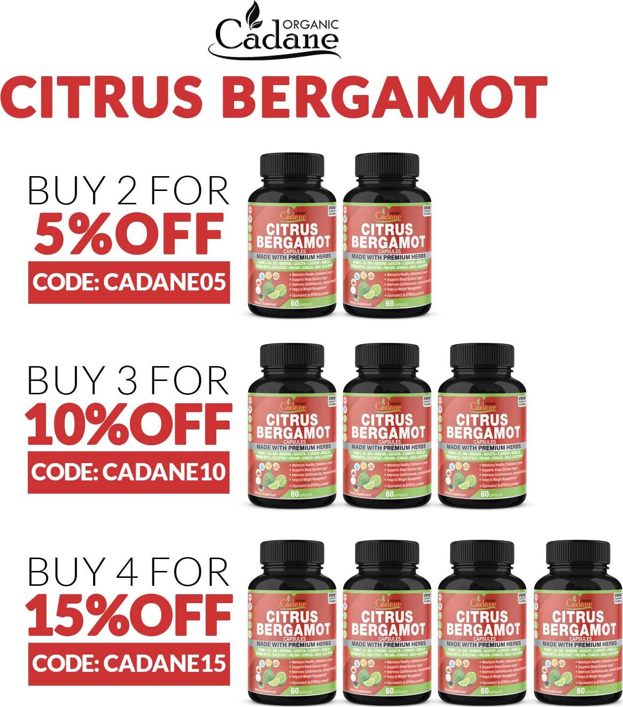 Citrus Bergamot Extract Capsules 8700mg and VitaminC, D3, Zin.C, Berberine, Quercetin, Elderberry, Bromelain, Olive and More | High Cholesterol Levels Lowering | Promotes Blood Sugar Pressure
