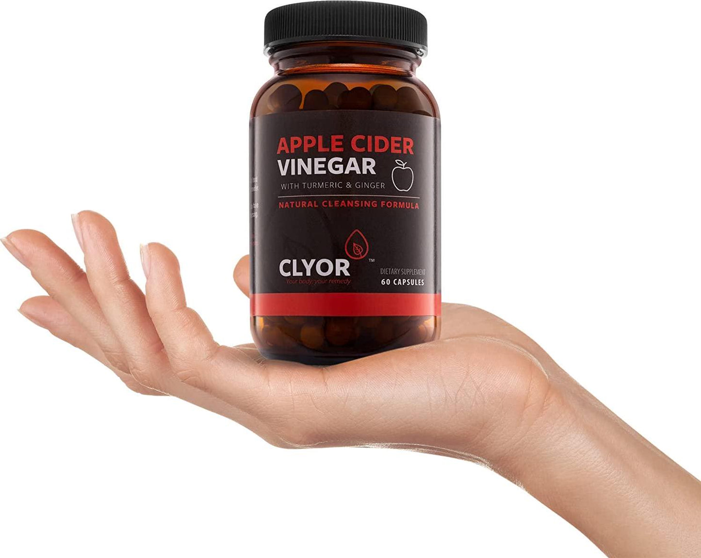 Clyor Apple Cider Vinegar Pills | Professional Strength Organic, with Turmeric and Ginger | Healthy Digestion, Metabolism, Detox, Immune Support | 60 500mg ACV Vegan, Kosher | Made in The USA
