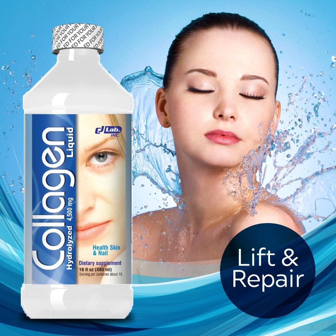 Collagen Hydrolyzed + Vitamin C Liquid Protein Formula - Hair,Skin and Nails(4500 mg.-16 oz) Better Absorption Than Powdered Collagen -