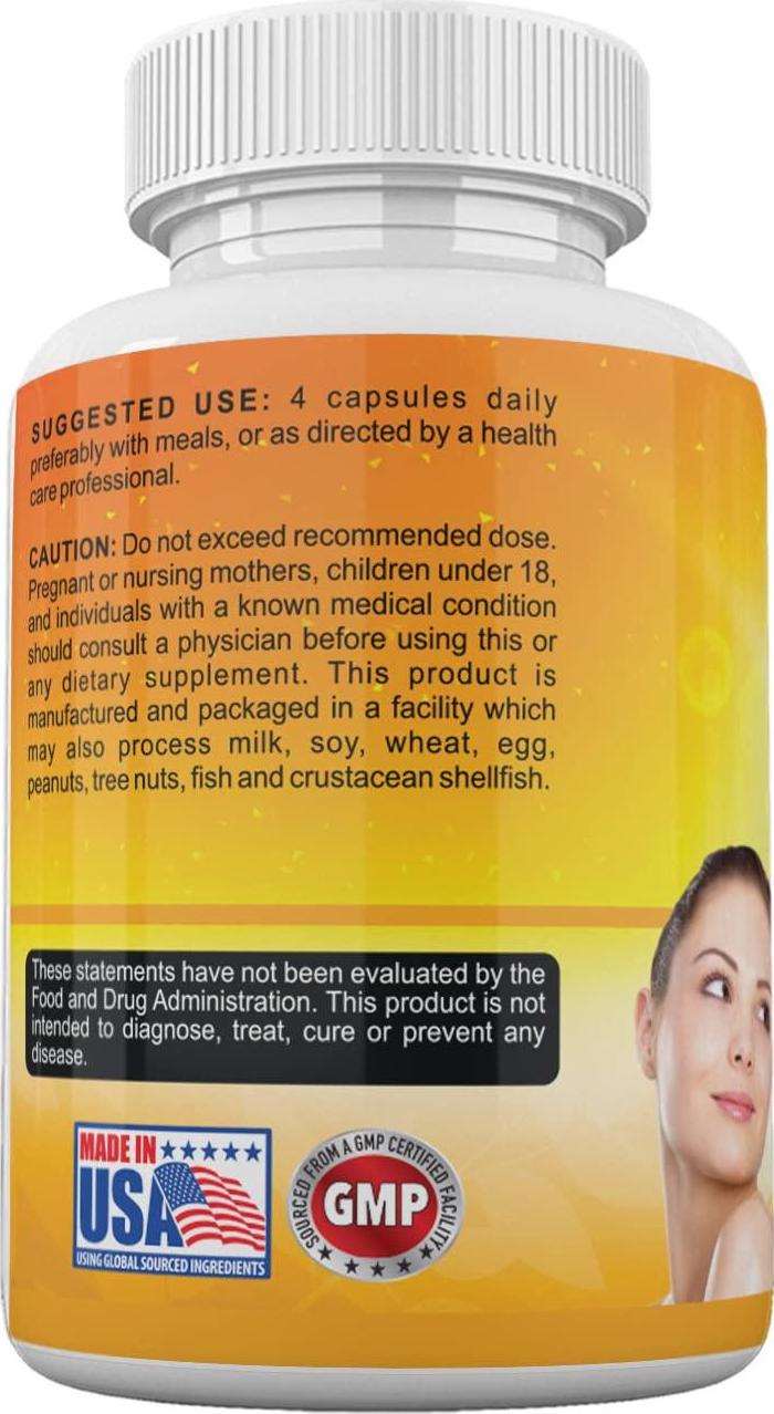 Collagen Hydrolyzed Peptides Best Anti-Aging Supplement Collagen I and III Type Formula- Skin and Hair Rejuvenation Pills -Healthy Joint Support Skin Care Supplement 120 Capsules by Amate Life