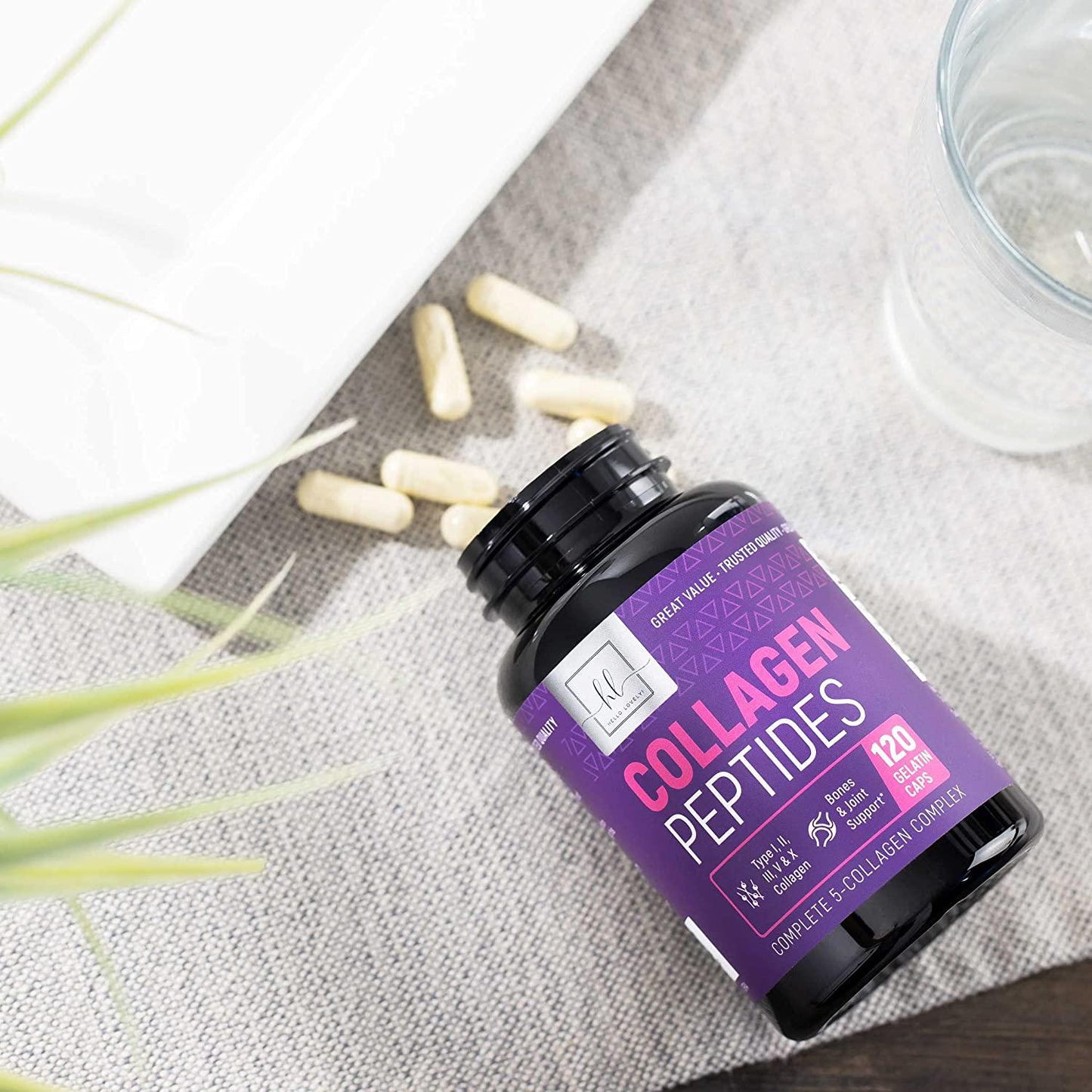 Collagen Peptides Types (I, II, III, V, X) 1000mg - High Absorption Hydrolyzed Multi Collagen - Made in USA - Premium Collagen Protein Supplement for Hair, Skin and Nails - 120 Capsules