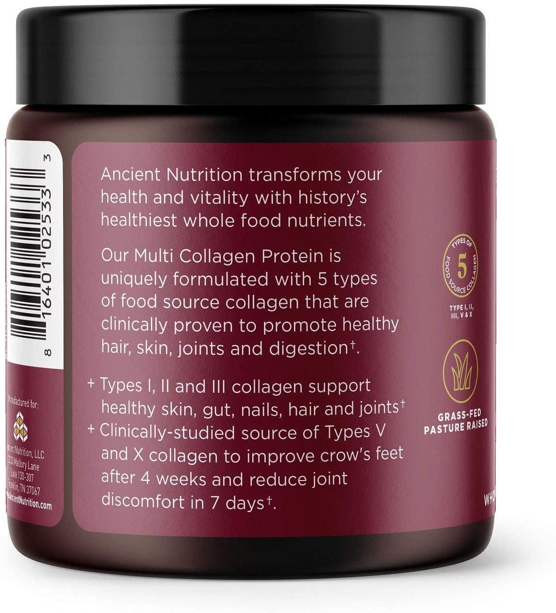 Collagen Powder Protein with Probiotics by Ancient Nutrition, Unflavored Multi Collagen Protein with Vitamin C, 12 Servings, Hydrolyzed Collagen Peptides Supports Skin and Nails, Gut Health