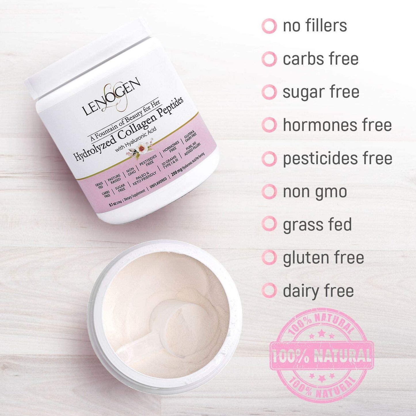 Collagen Powder for Women. Hair Skin and Nails, Grass Fed, Non-GMO, Zero Fillers, Sugar and Carbs Free, Paleo and Keto Diets Friendly, Peptides and Hyaluronic Acid, Bone Broth, 20 Servings-Unflavored.