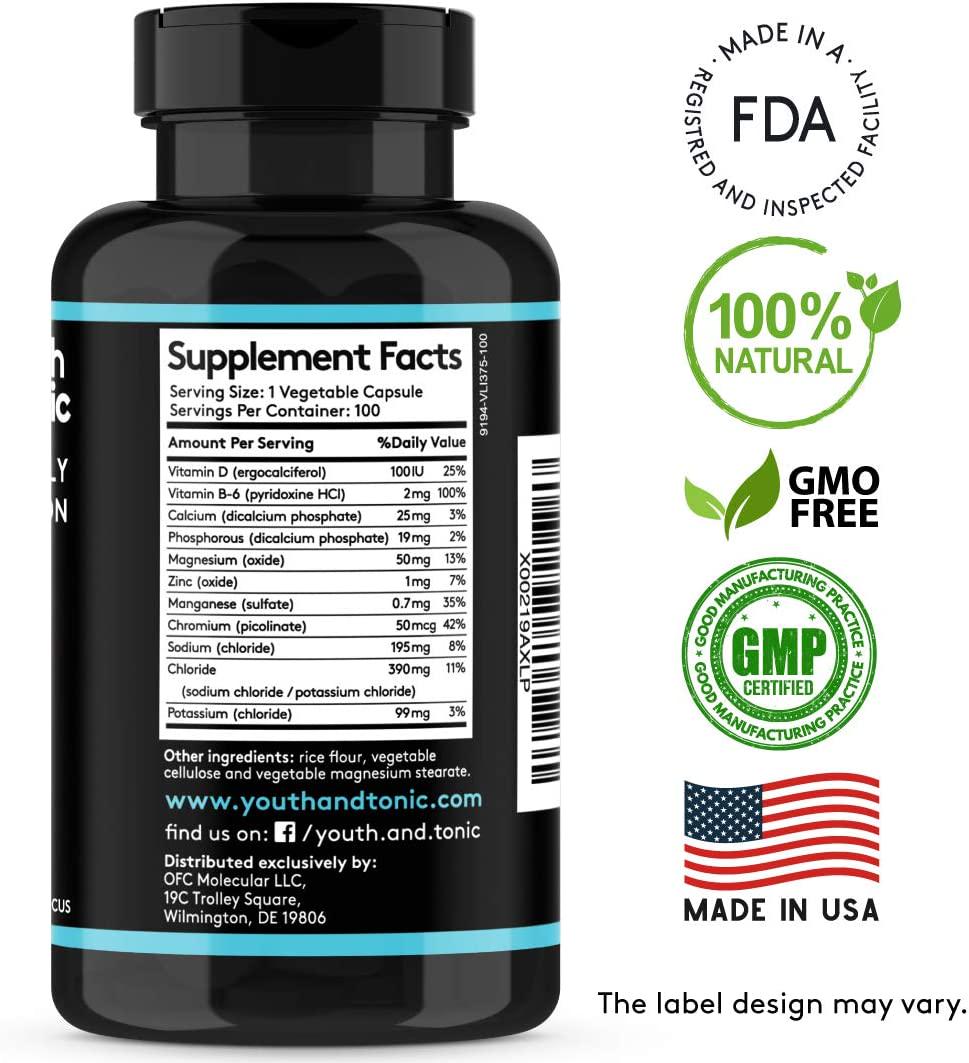 Complete Electrolyte Supplement | Highest Bioavailability | Cmax Chloride Potassium Magnesium | Boost Endurance Muscle Recovery Mental Focus | Rapid Rehydration Salts | Keto Friendly Pills | 200 caps