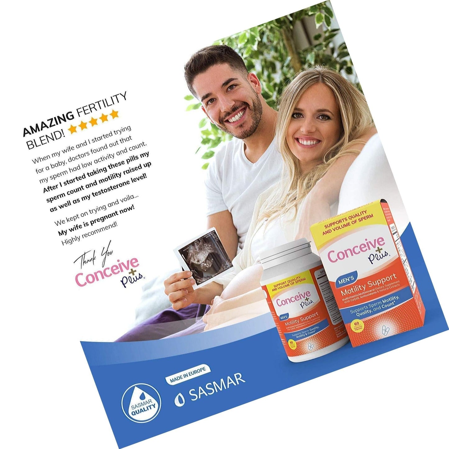 Conceive Plus Mens Fertility Supplement for Sperm Motility, Health and Count, Semen Volumizer Male Prenatal Multivitamin with Zinc, Ginseng, Ashwagandha, Q10, Antioxidants- 60 Vegetarian Soft Capsules