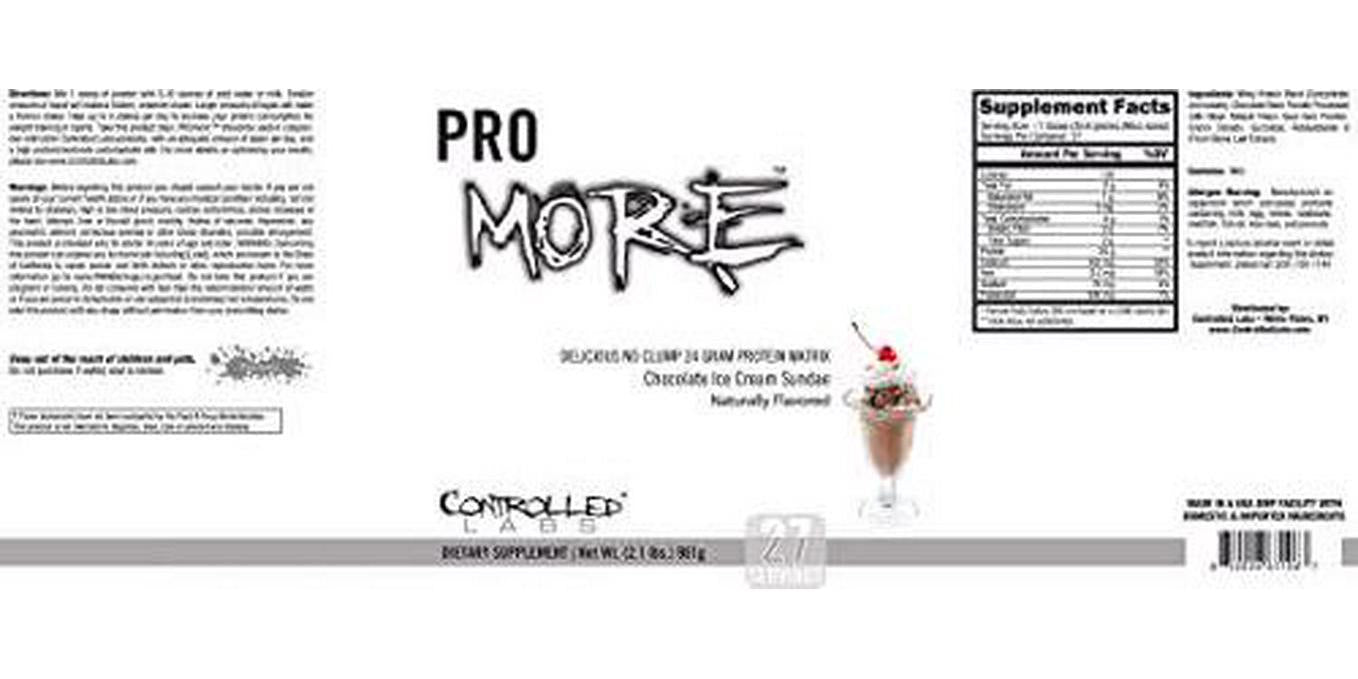Controlled Labs PROmore Protein Powder (27 Servings) - 24g Protein Per Scoop - Premium Smooth-Drink Formula (Chocolate Ice Cream Sundae)