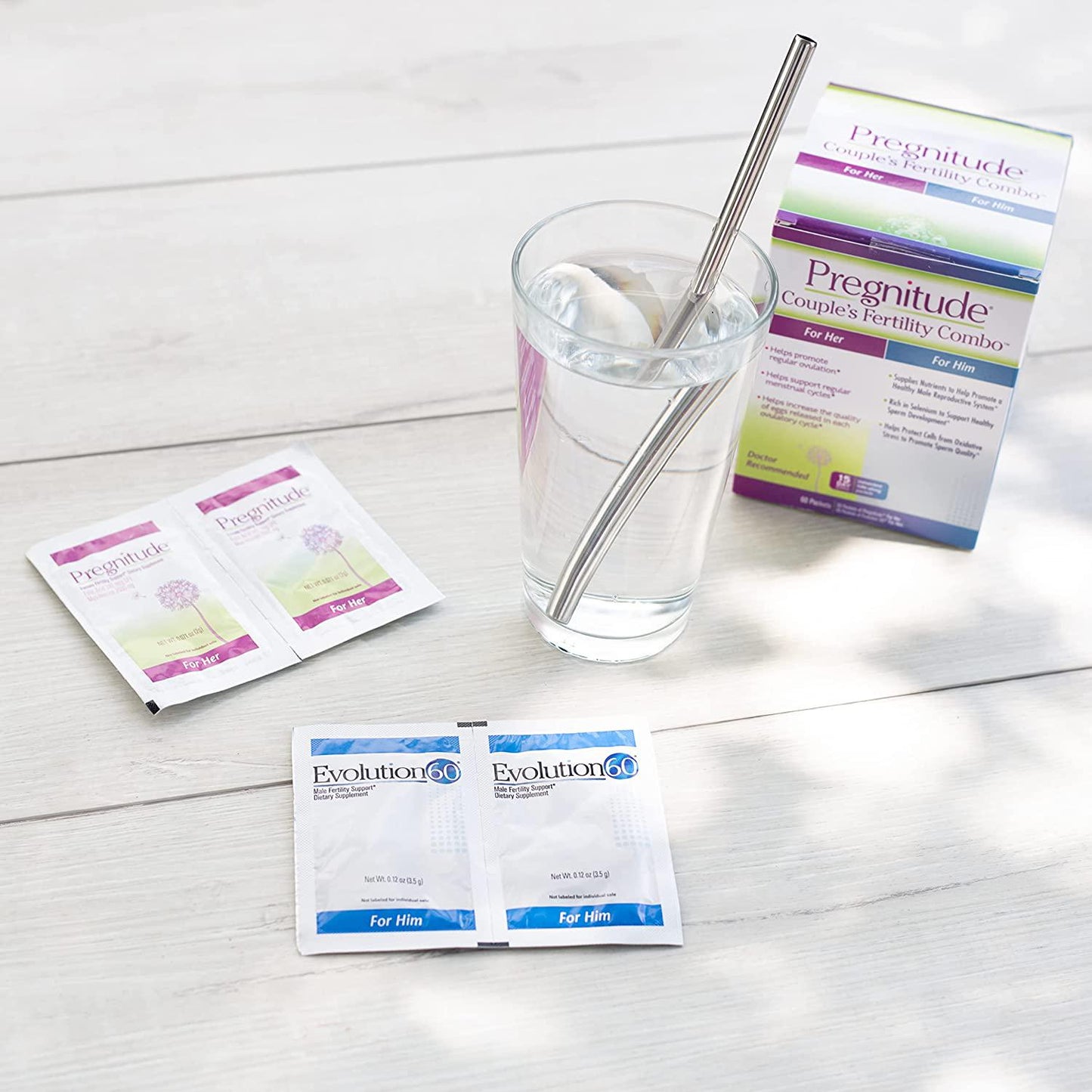 Couple's Fertility Combo - Pregnitude Reproductive and Dietary Supplement, Evolution60 Male Fertility and Reproductive Supplement - 15 Day Supply for Couple's