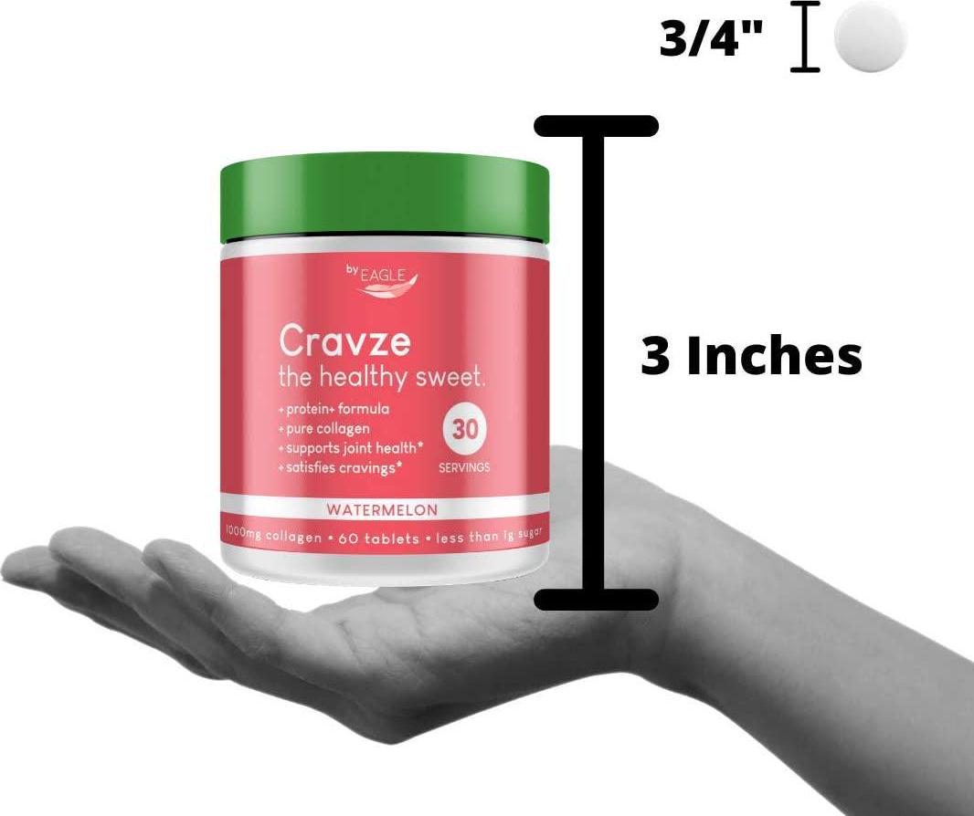 Cravze - Collagen Chewable Tablets with Protein - Watermelon Flavor