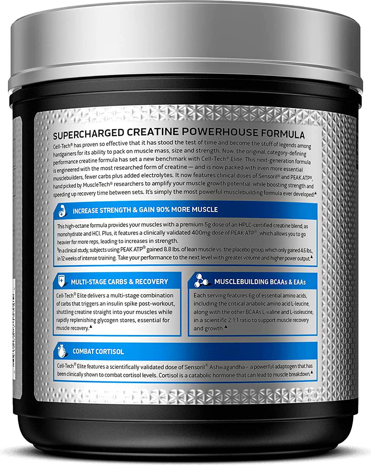 Creatine Powder | MuscleTech Cell-Tech Elite Creatine Powder | Post Workout Recovery Drink | Muscle Builder for Men and Women | Creatine HCl Supplement | Cherry Burst (20 Servings)