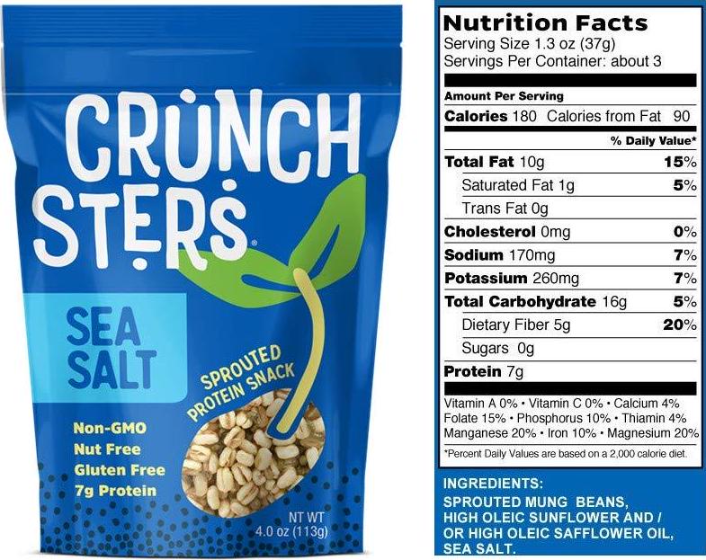 Crunchsters Snack, 4oz. Bags, Sea Salt, 1-Pack