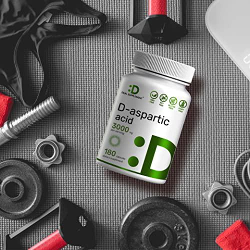 DAA D-Aspartic Acid 3000mg Per Serving, 180 Capsules, Non-GMO and Gluten Free, Made in USA - Ultra DAA Supplement