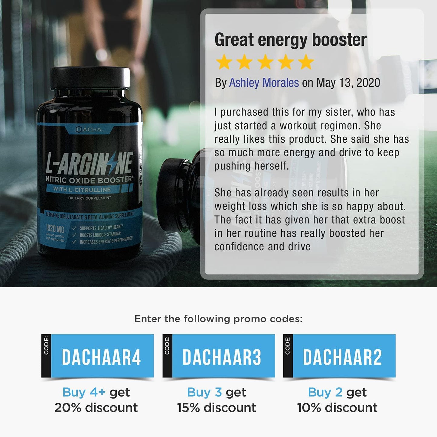 DACHA Premium L Arginine Pills - 1920 MG AAKG Nitric Oxide Precursor, L-Citrulline HCL, Essential Amino Acids for Energy, Muscle Growth, Heart Health, Vascularity and Stamina