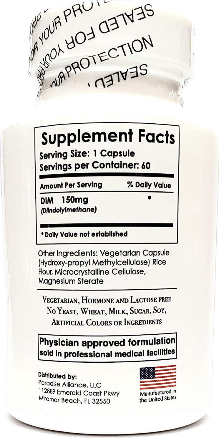 DIM (Diindolylmethane) 150mg Hormone Support, Vegetarian Capsules