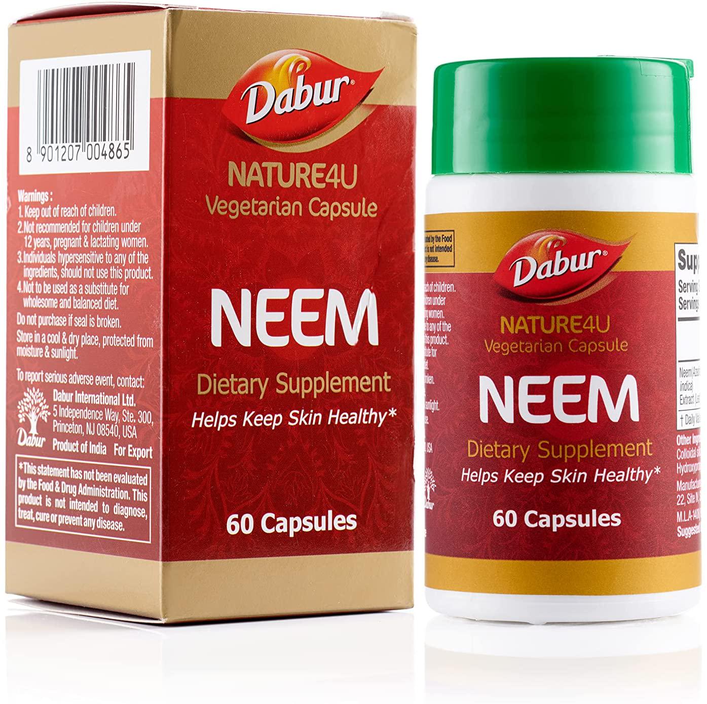 Dabur Nature 4 U Vegetarian Wellness Capsules Neem 60 caps