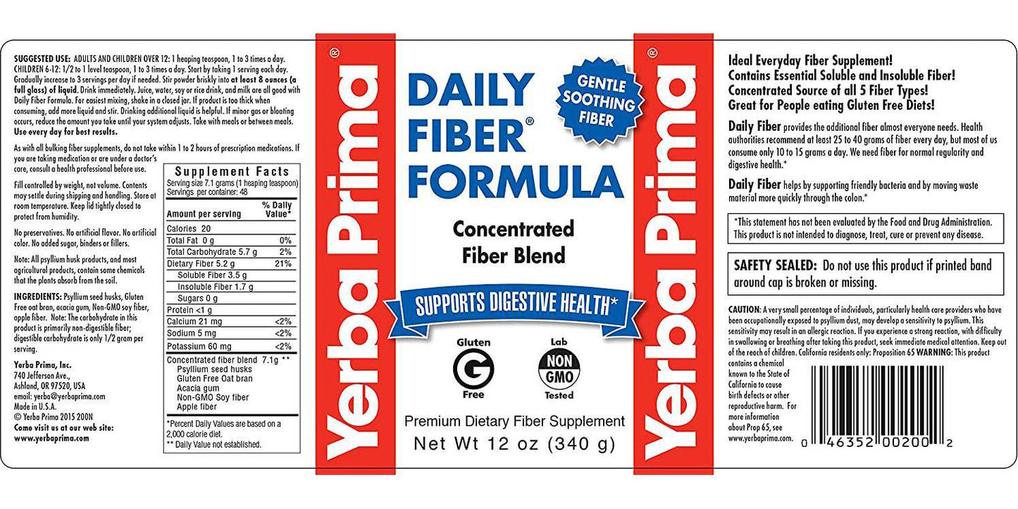 Daily Fiber Formula Regular Powder - 12 oz (Pack of 3)