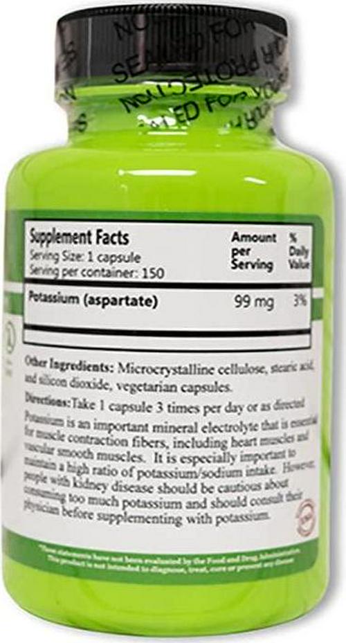 Daily Manufacturing -Potassium Aspartate 99 MG Elemental |150 Capsules, 2 Pack