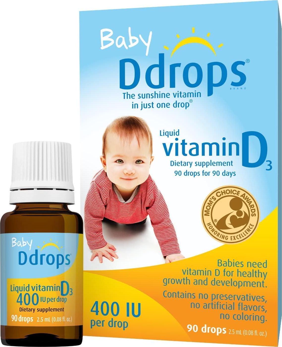 Ddrops 1072834 400 IU Liquid Vitamin D3 Drops for Babies, 0.08 Fl. Oz (Pack of 2)
