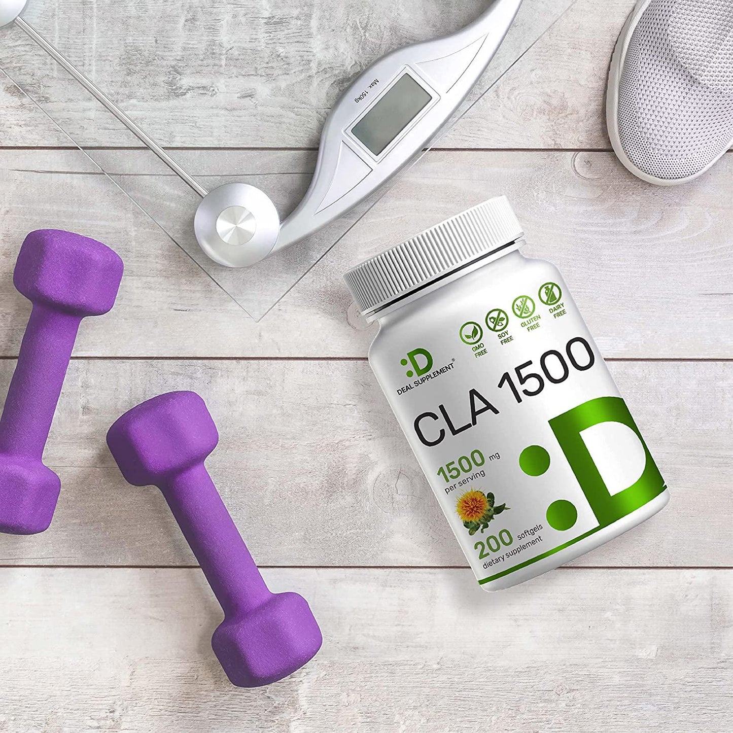 Deal Supplement CLA 1500mg Per Serving, 200 Softgels, Super Extra Strength 95% Conjugated Linoleic Acid from Safflower Oil, Manage Weight and Lean Muscle