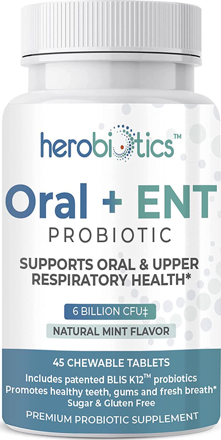 Dental Probiotic for Women and Men, 45 Tablets - 6 Billion CFU with Lactobacillus Reuteri, BLIS K12 and Oral Probiotics - Adults Natural Supplement Treatment for Bad Breath, Gum Disease, Gingivitis