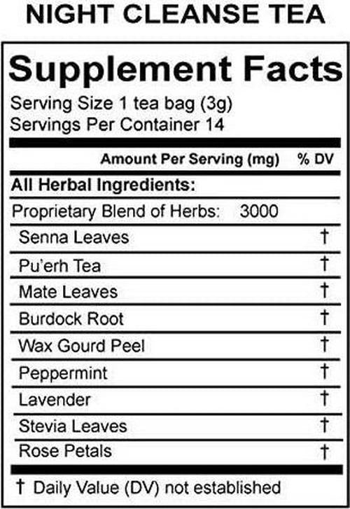 Detox Tea 28 Day Ultimate Teatox - Night Cleanse - Burn Fat and Boost Your Energy, Colon Cleanse, Restore Your Body Natural Balance (14 Tea Bags).