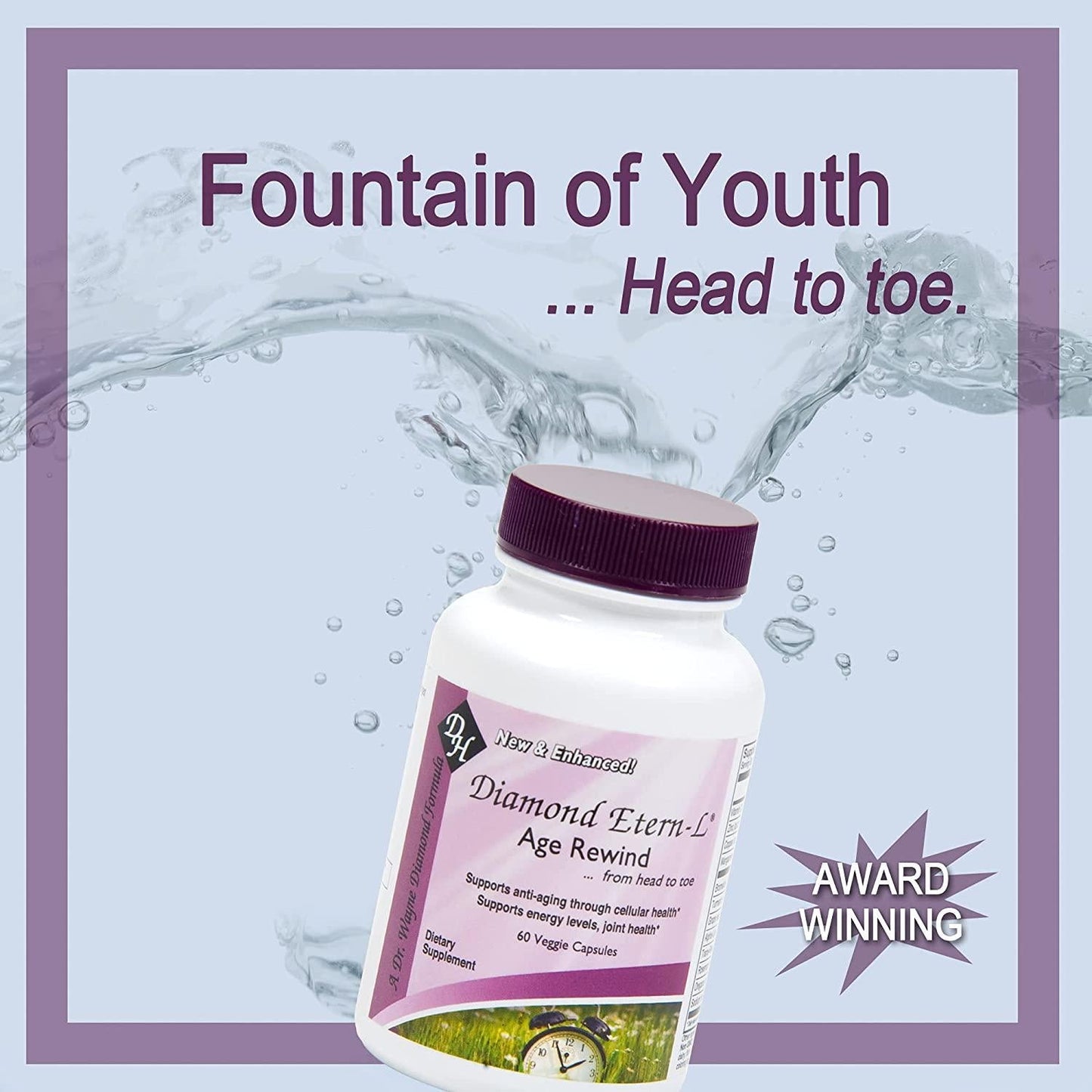 Diamond Etern-L Age Rewind – Anti-Aging Dietary Supplement – Supports Energy Levels and Joint Health – Non-GMO, Gluten Free, Vegan – 60 Capsules