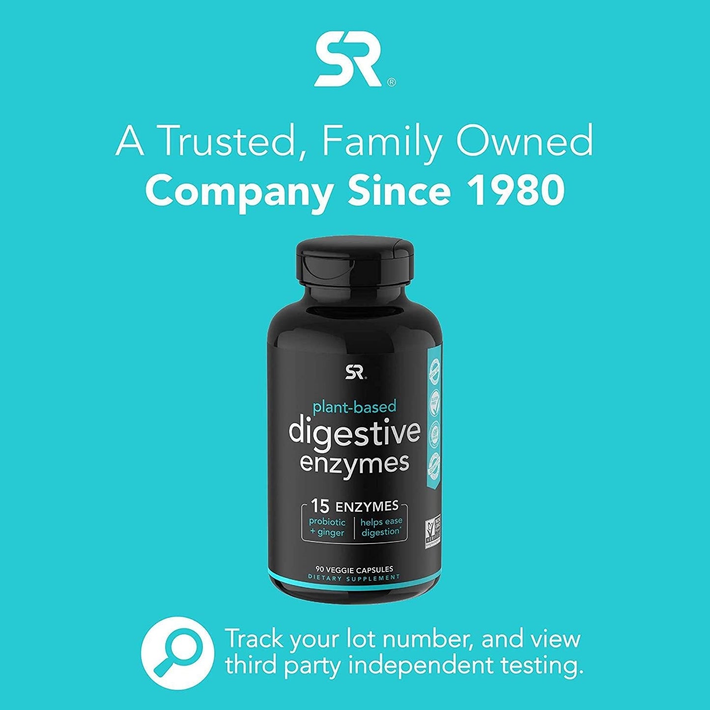 Digestive Enzymes with Probiotics and Ginger - Plant Based Supplement for Dairy, Protein, Sugar and Carbs Digestion - Non-GMO Verified and Vegan Certified (90 Veggie Capsules)