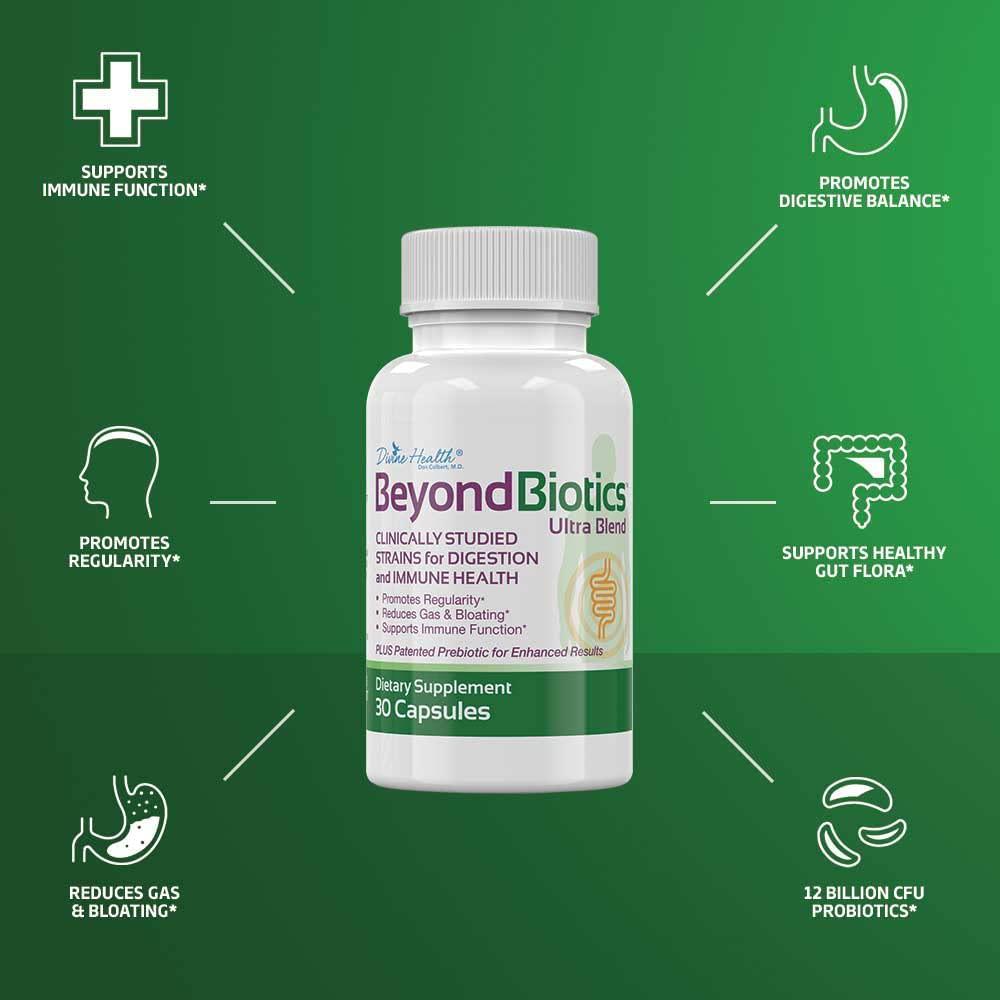 Divine Health's Beyond Biotics Ultra Blend Probiotics | 12 Billion CFU Probiotics | 30 Capsules | 30 Servings |