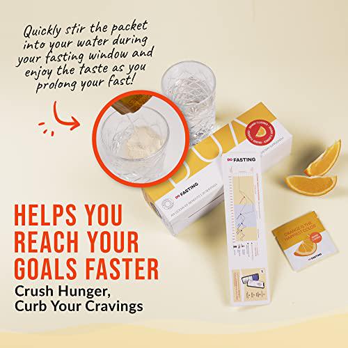 DoFasting - Essential Fiber Supplement Box, Cellulose Powder and Konjac Root Glucomannan Fiber Supplement for Intermittent Fasting, Vegan and Gluten-Free, Orange Flavor, 30 Pieces