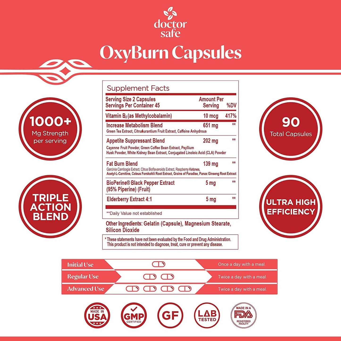 Doctor Safe Weight Loss Pills for Women and Men, Fat Burner and Appetite Suppressant for Weight Loss and Energy Support 1000 mg - 45 Days Supply