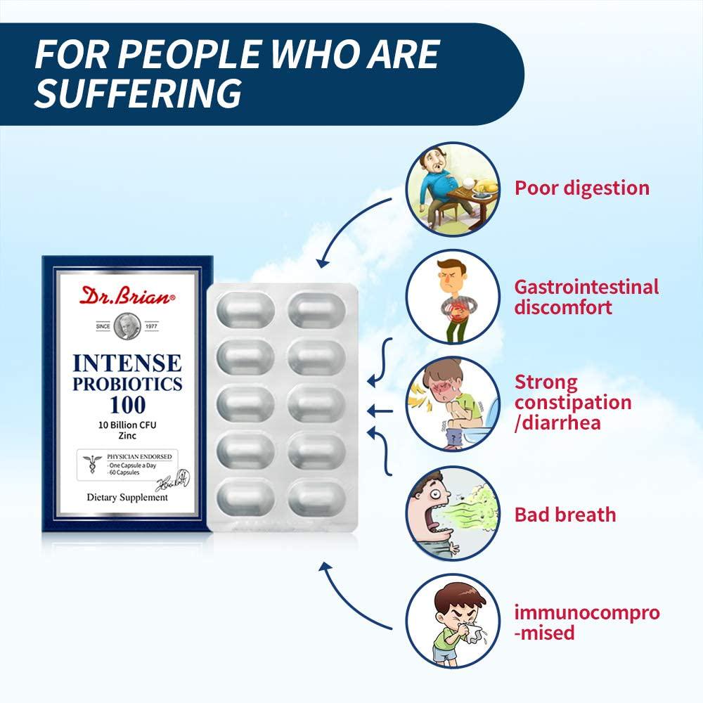 Dr.Brian Probiotics 10 Billion cfu Probiotics for Women Men Adults Constipation Relief Digestive Intestinal Health Immunity System
