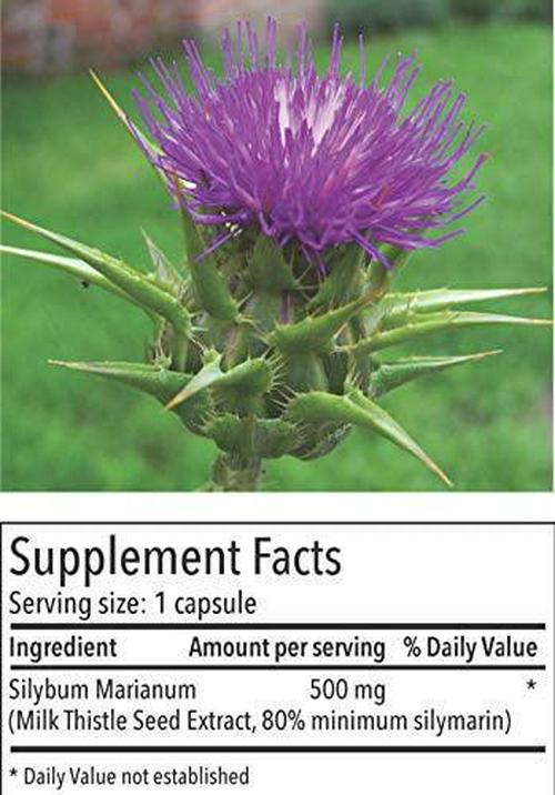 Dr. Marz Ultimate Milk Thistle Supplement - Organic Herbal Aid for Cell Repair, Oxidative Protection and Detoxification – Standardized Antioxidant for Health Support - 500mg, 120 Vegetarian Capsules