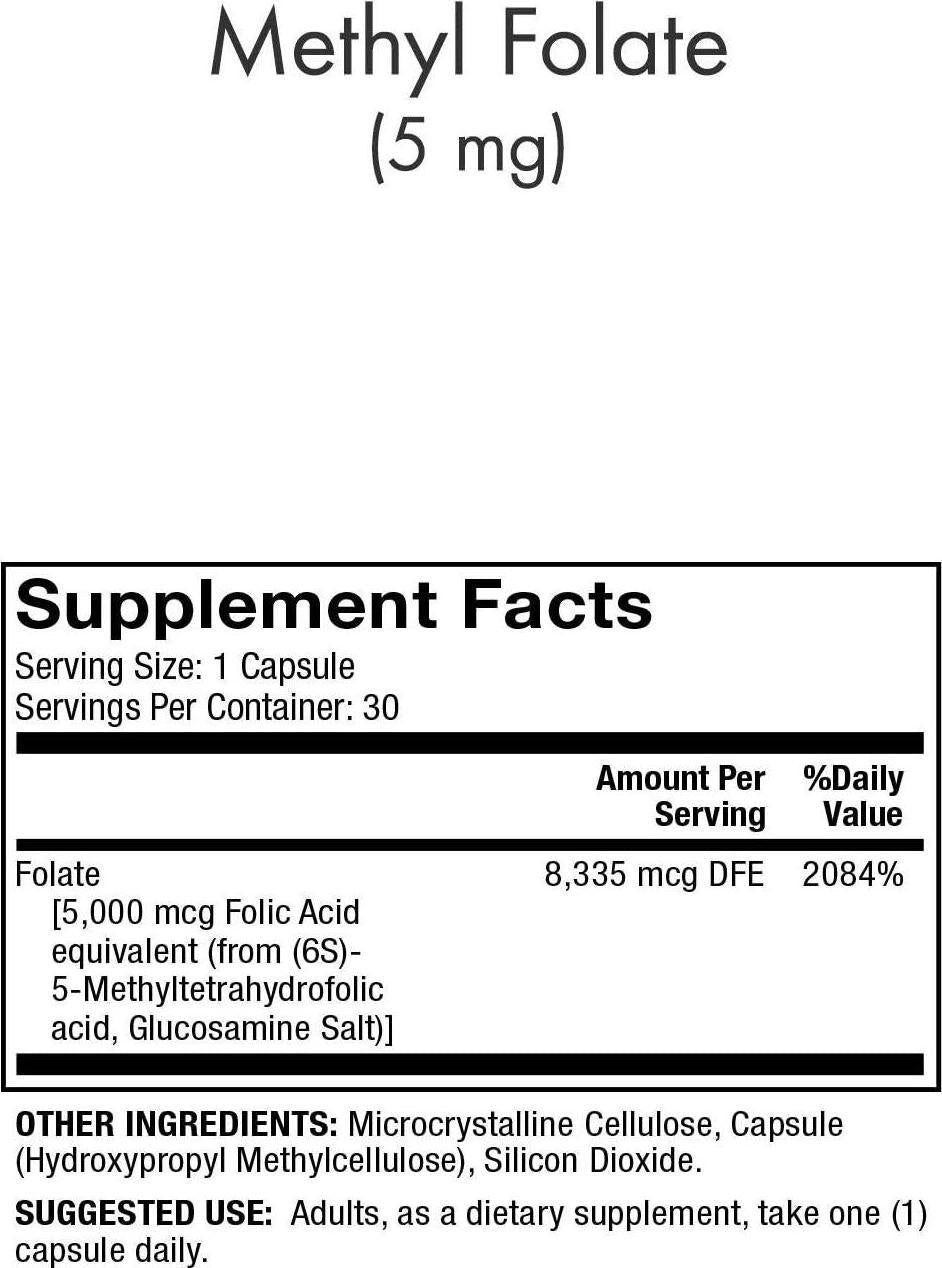 Dr. Mercola Folate, 5mg, 30 Capsules