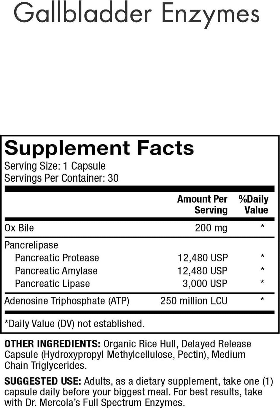 Dr. Mercola Gallbladder Enzymes, 30 Capsules