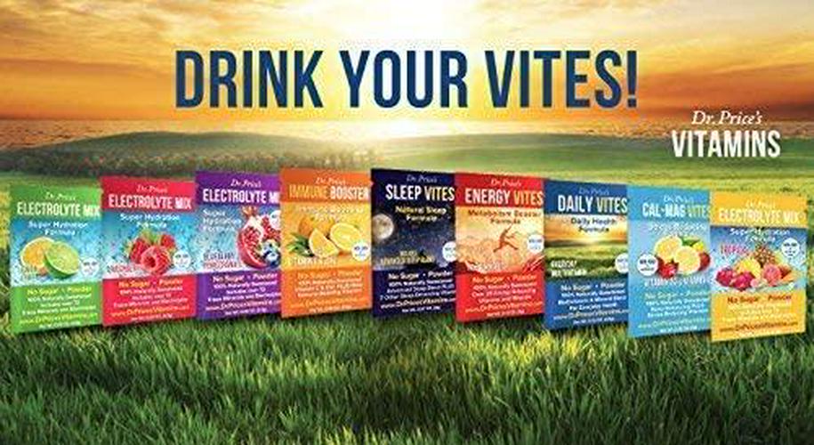 Dr. Price's Vitamins Electrolyte Mix Supplement Powder, 72 Trace Minerals, Potassium, Sodium, Electrolyte Replacement Keto Drink | Blueberry-Pomegranate 30 Packets | No Sugar, Keto, Vegan, Non-GMO