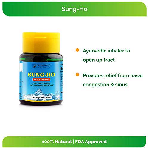 Dr. Vaidya's Sung Ho an Ayurvedic Inhaler for Decongestion and Sinus |100% Vegetarian|Pack of 2|