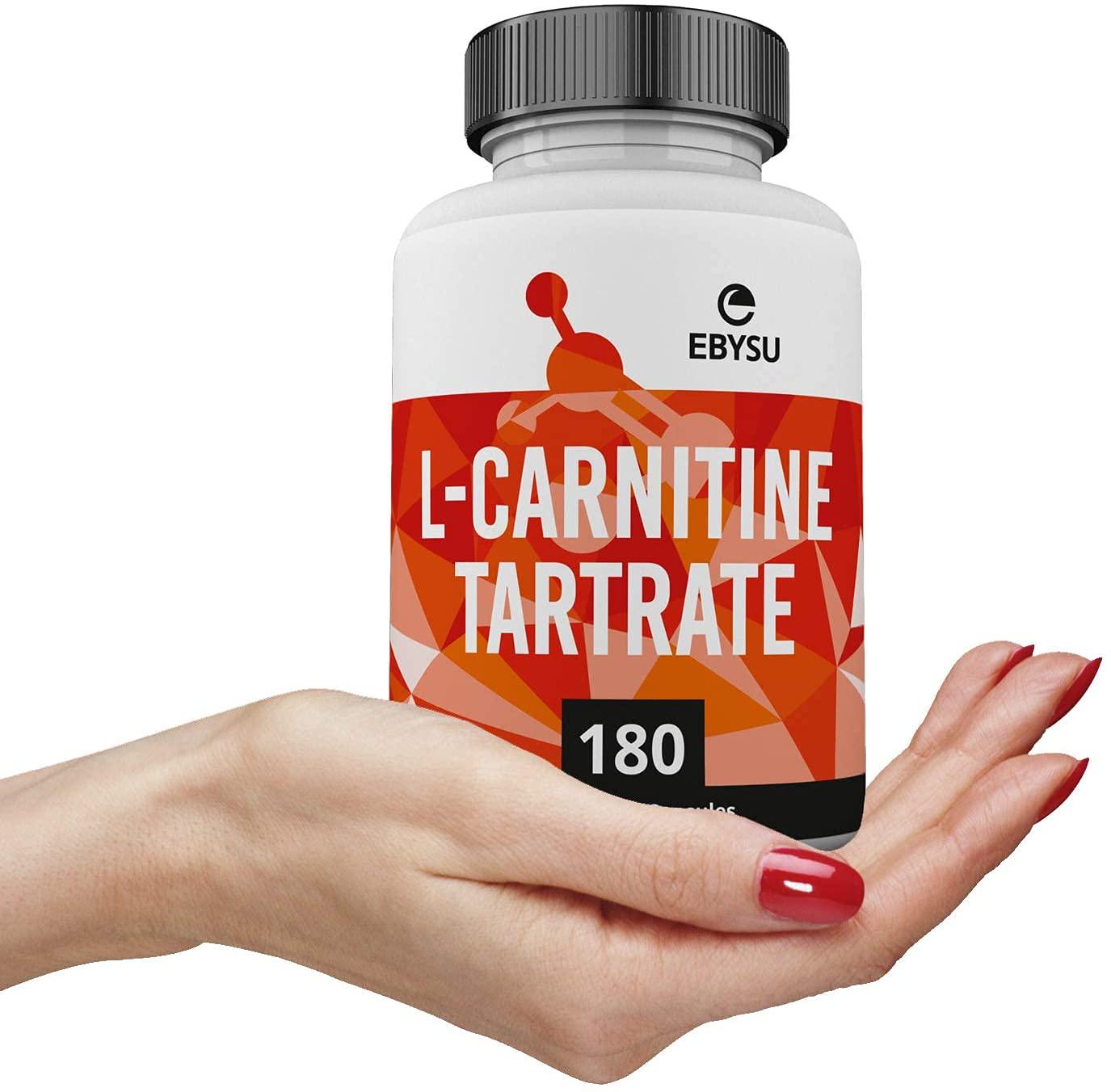 EBYSU L-Carnitine Tartrate - 180 Capsules 1000mg Max Strength Pure L Carnitine Supplement