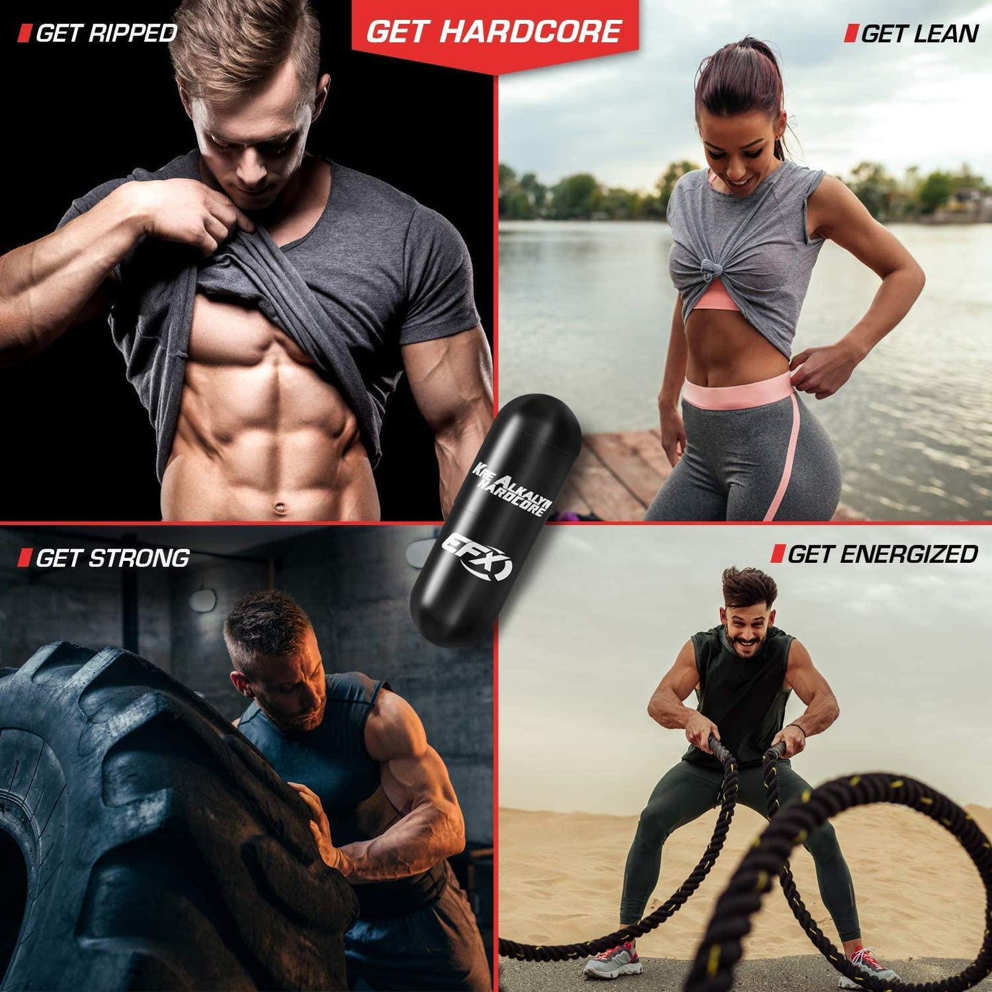 EFX Sports Kre-Alkalyn Hardcore | PH Correct Creatine Monohydrate Pre-Workout Energy| Patented Formula, Gain Strength, Build Muscle and Enhance Performance - 180 Capsules / 60 Servings